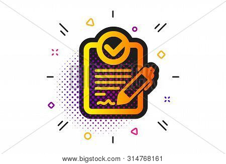 Request For Proposal Sign. Halftone Circles Pattern. Rfp Icon. Report Document Symbol. Classic Flat 