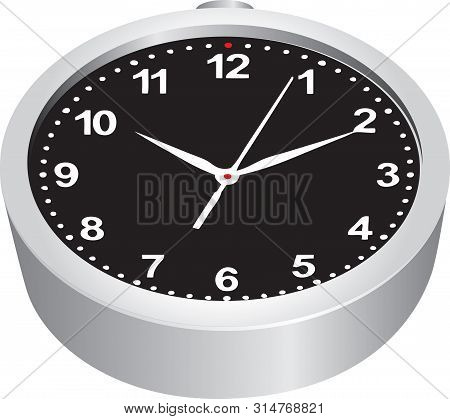 Black Dial In The Watch And White Numerals. Vector Illustration