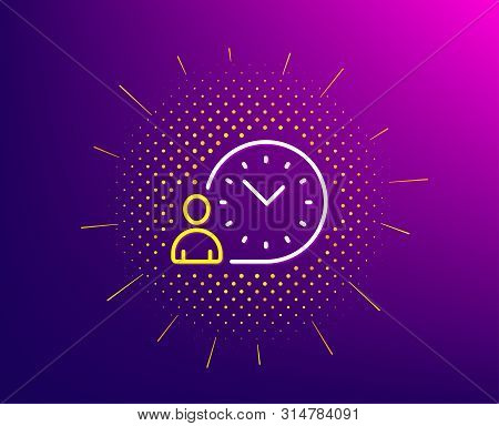 Time Management Line Icon. Halftone Pattern. Clock Sign. Gradient Background. Time Management Line I