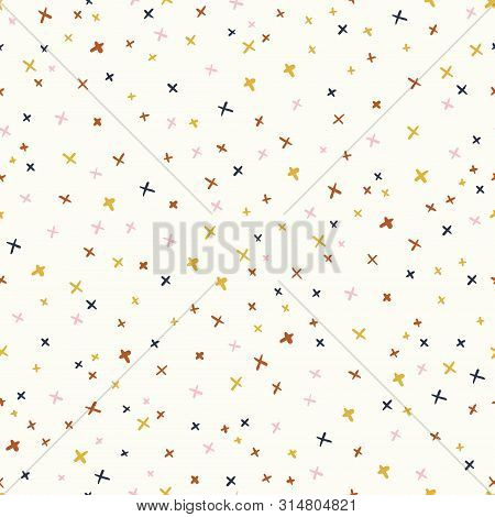 Minimalist Color Pluses Seamless Pattern. Vector Seamless Pattern, Can Be Used For Fabrics, Web, Scr