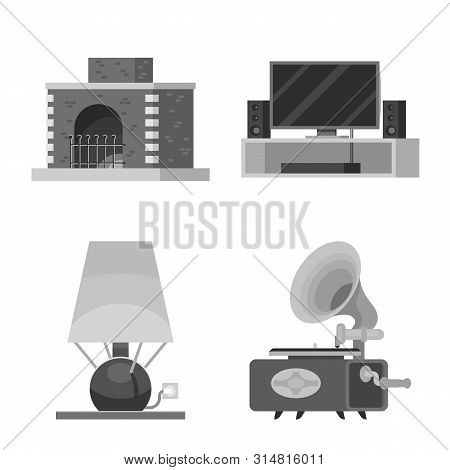 Vector Illustration Of Room And Style Sign. Set Of Room And Equipment Stock Symbol For Web.