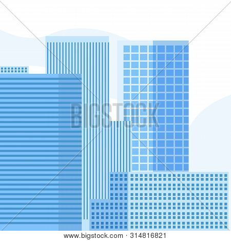 Mordern Blue Building Design Vector Illustration.tower With Sky Background