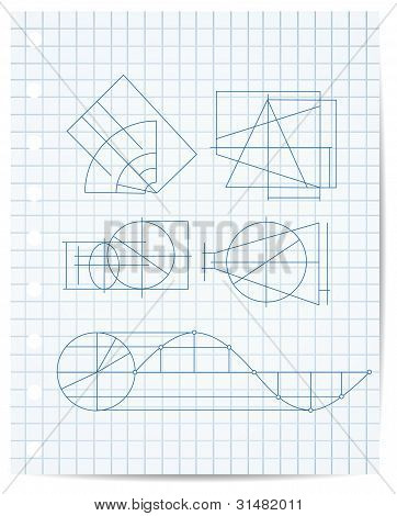 System obiektów geometrycznych na papier terminarz wektor