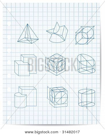 System obiektów geometrycznych na papier terminarz wektor