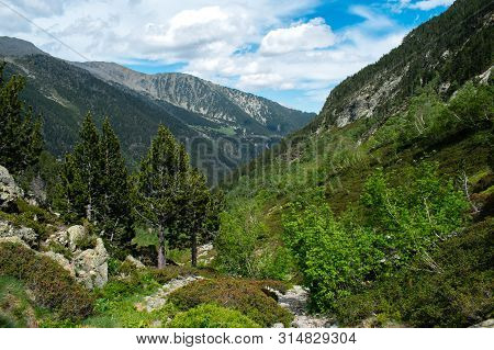 Beautiful Landscape Mountains In Summer At Parc Natural Del Comapedrosa, Andorra