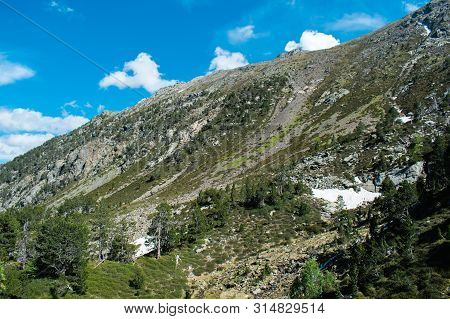 Beautiful Landscape Mountains In Summer At Parc Natural Del Comapedrosa, Andorra