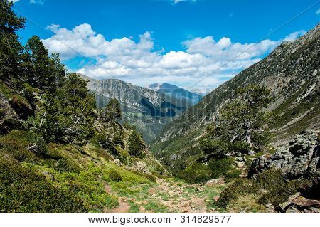Beautiful Landscape Mountains In Summer At Parc Natural Del Comapedrosa, Andorra