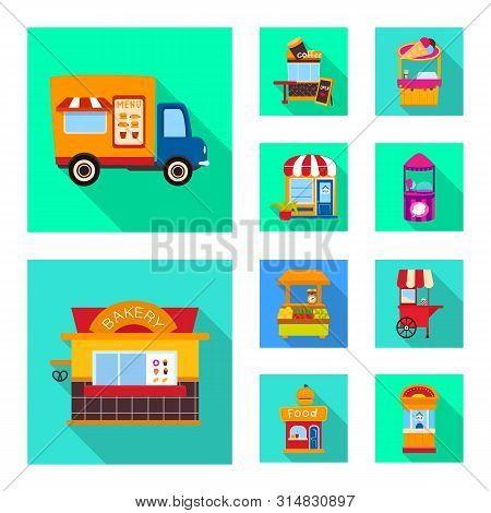 Vector Illustration Of Amusement And Store Sign. Collection Of Amusement And Urban Stock Symbol For 
