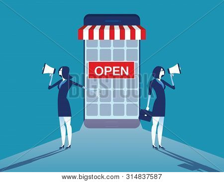 Online Business. Internet Shop Promotion. Concept Business Vector Illustration.