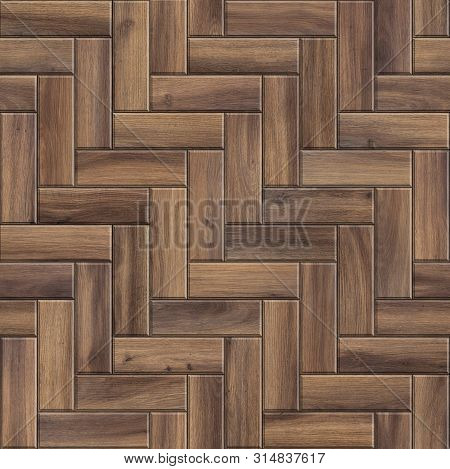 Seamless Texture Of Herringbone Wooden Parquet. High Resolution Pattern Of Dark Wood