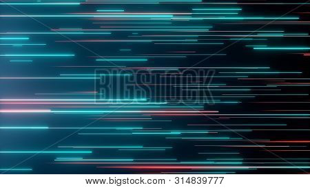 Abstract Directional Neon Lines Geometric Background. Data Flow. Optical Fiber. Explosion Star. Moti