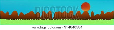 Cyan Sky, And Mountains Landscape. Light Glass Print Panaramic Design. Glass Print Skinali Light And