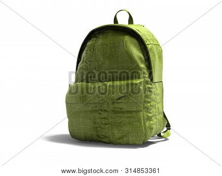 Green Koton Teen Backpack School 3d Render On White Background With Shadow