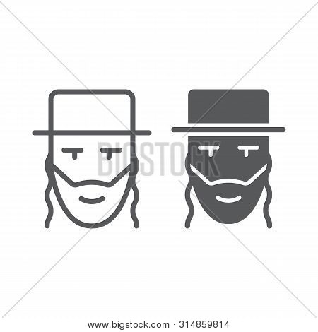 Rabbi Line And Glyph Icon, Israel And Person, Jewish Man Sign, Vector Graphics, A Linear Pattern On 