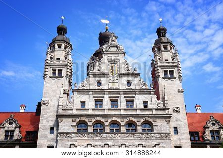 Leipzig City, Germany. New City Hall (neues Rathaus) Built In Historicism Architecture Style.