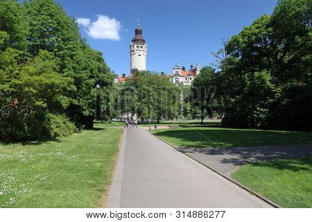 Leipzig City, Germany. New City Hall (neues Rathaus) Built In Historicism Architecture Style.