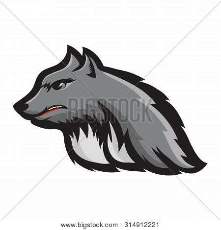 Silhouette Of Werewolf Head Isolated On White Background. Fairtale Character Of Ancient Mythology. F