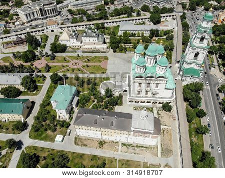 Astrakhan Kremlin Fortress. Assumption Cathedral And The Bell Tower Of The Astrakhan Kremlin. 