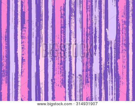 Watercolor Strips Seamless Vector Background. Striped Tablecloth Textile Print. Parellel Gouache Ver