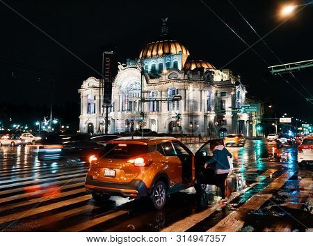 Distrito Federal, Mexico City, July 25, 2019 - Palacio De Bellas Artes In Historic Center Of Mexico 