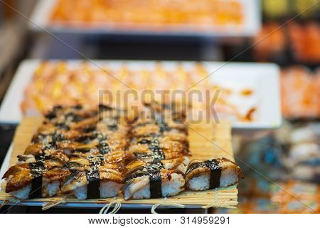 Suchi For Sell In The Supermarket, Suchi Is Japanese National Food Popular Throughout The World