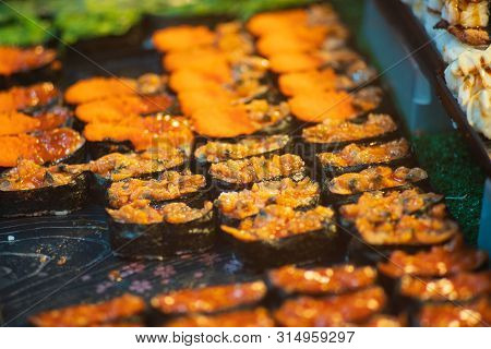 Suchi For Sell In The Supermarket, Suchi Is Japanese National Food Popular Throughout The World