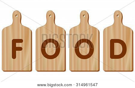 Cutting Boards, Food Text On Paddle Shape Wood Cutting Boards, Wood Grain Detail, For Kitchen, Barbe
