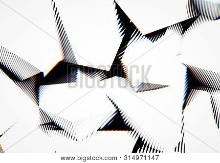 Abstract Background With Engraving Or Woodcut Styled 3d Shapes And Glitch Effect