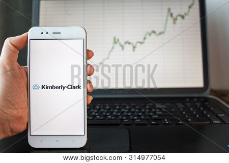 Saint Petersburg, Russia - June 25, 2019: Kimberly-clark Corporation Company Logo On The Smartphone 