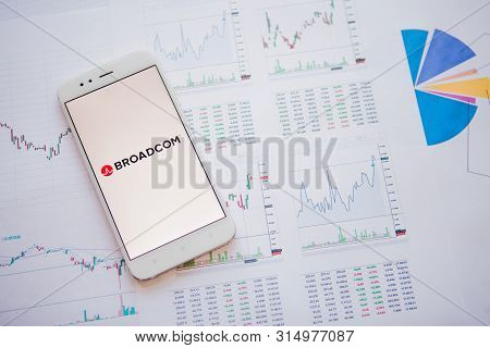 Saint Petersburg, Russia - June 25, 2019: Broadcom Company Logo On The Smartphone Screen.