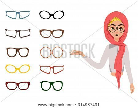 Woman Face Construction In Vector On White Background. Woman In A Scarf With Different Options For G