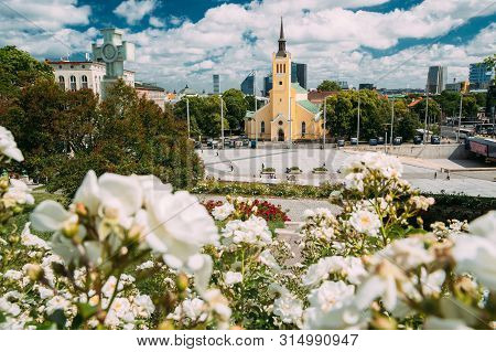 Tallinn, Estonia. Church Of St. John Jaani Kirik At Sunny Summer Day. Large Lutheran Parish Church I