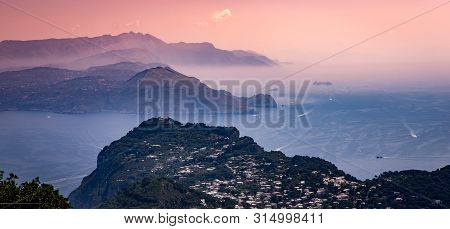 View Of Capri Island From Monte Solaro, In Anacapri