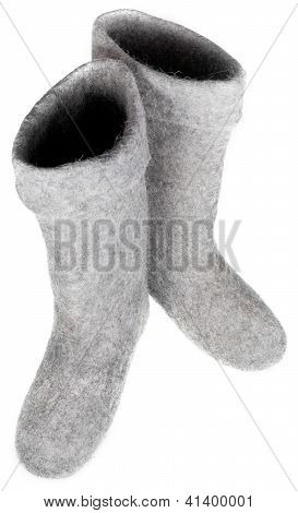 Dwie wysokie do kolan buty filcowe