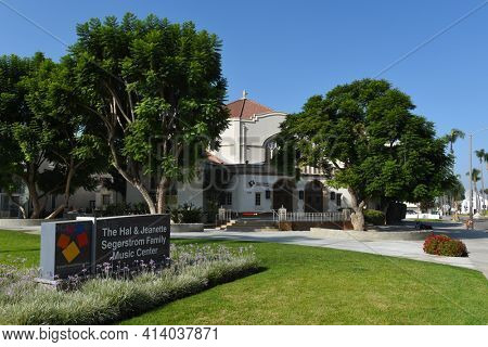 SANTA ANA, CALIFORNIA - 23 SEPT 2020: Segerstrom Music Hall at the Orange County School of the Arts. 