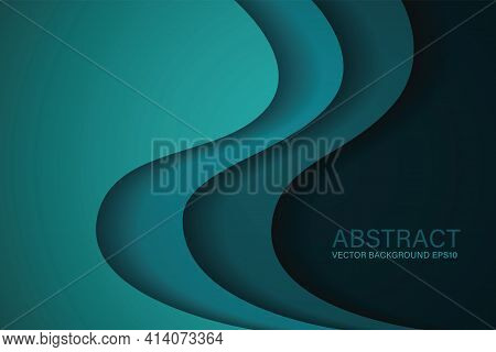 Green Turquoise And Darkgreen Rounded Corner  Overlap Vector Background On Space For Text And Messag