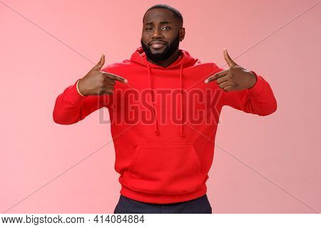 Proud Cheeky Confident Young Bearded African American Man Pointing Himself Bragging Charish Praise H