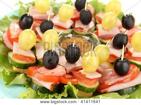 Canapés na placa de close-up