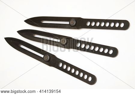 Set Of Several Throwing Knives For Training Of Fight And Sport Throwing