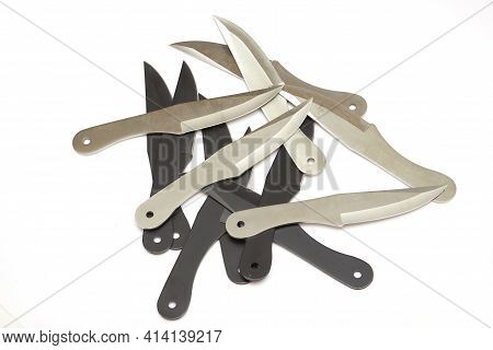 Set Of Several Throwing Knives For Training Of Fight And Sport Throwing