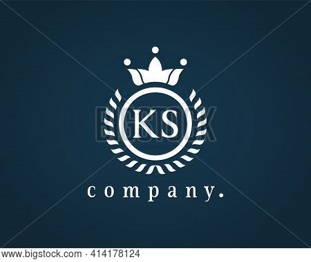 Letter Ks, K Or S Loral Wreath Logo Luxury Design With A Circle. Graceful, Elegant Monogram With A C