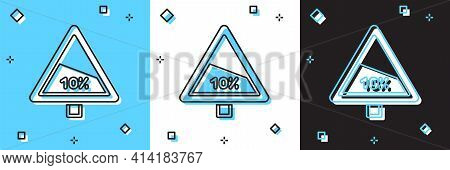 Set Steep Ascent And Steep Descent Warning Road Icon Isolated On Blue And White, Black Background. T
