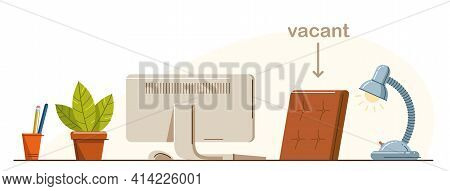 Work Desk Flat Illustration Isolated Over White, Office Or Home Working Place Vector Modern Illustra