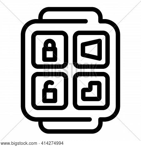 Digital Car Key Icon. Outline Digital Car Key Vector Icon For Web Design Isolated On White Backgroun