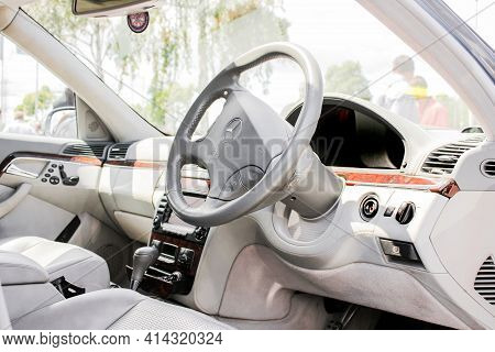 Kiev, Ukraine - June 2, 2012: Mercedes-benz S55 Amg (w220). Car Interior Luxury Service. Car Interio