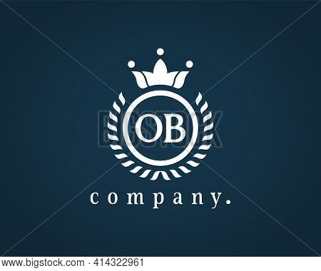 Letter Ob, O Or B Elegant Crown Emblem. Beautiful Calligraphy Laurel Wreath Crown Monogram. Royal St