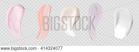 Cream Texture Stroke Isolated On Transparent Background. Facial Creme, Foam, Gel Or Body Lotion Skin