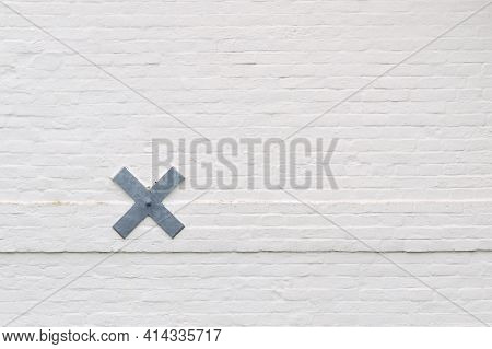 Wall Detail With White Painted Bricks At A Dutch Countryside House
