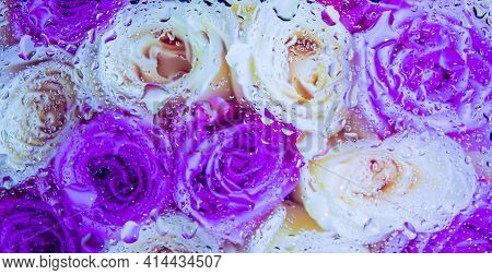 Abstract Colorful Background, Abstract Colorful Background With Bubbles, Water Drops On A Glass, Col