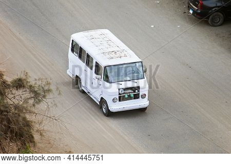 Giza, Egypt - January 26, 2021: Small City Minibus Eltramco Ramzes In The City Street.